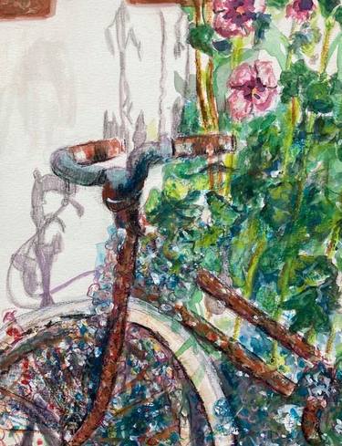Original Impressionism Bicycle Paintings by Kristel Tatiana Nadvornaia