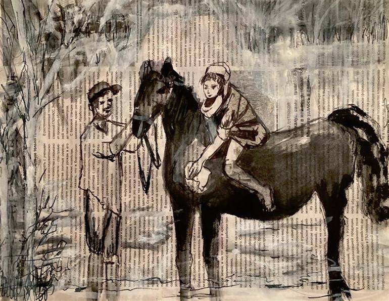 Horse Bathing Horse Art, Black and White, animal wall art, horse print,  rustic wall art, horse wall art, animal Decor,, Painting by Kristel Tatiana  Nadvornaia | Saatchi Art