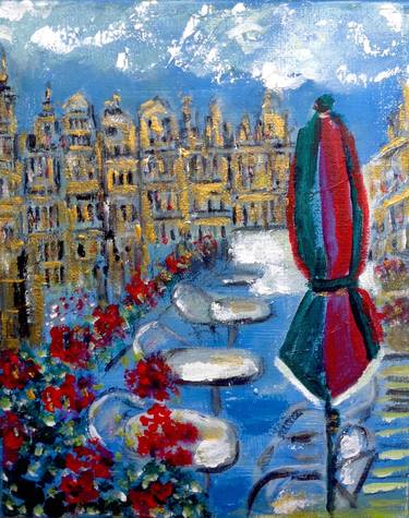 Brussels Town Square City Oil Canvas thumb