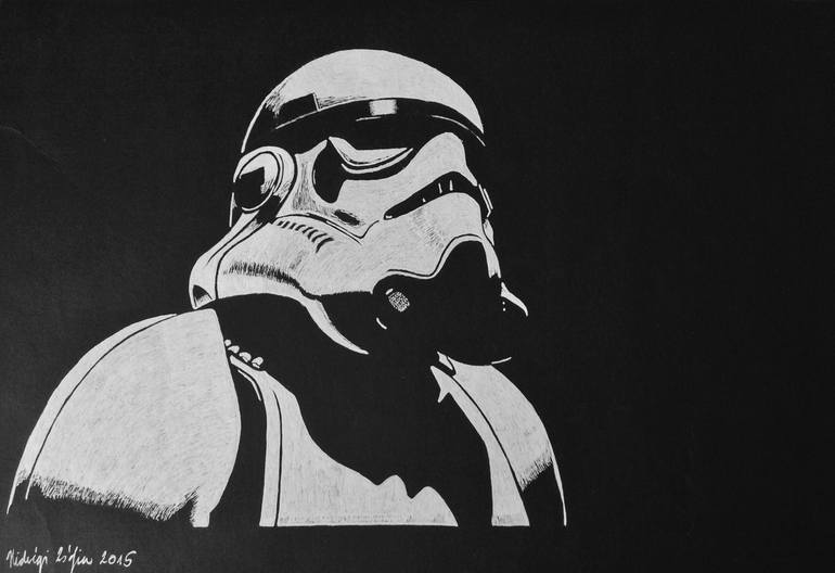 Stormtrooper Star Wars storm trooper Original Oil Painting Black