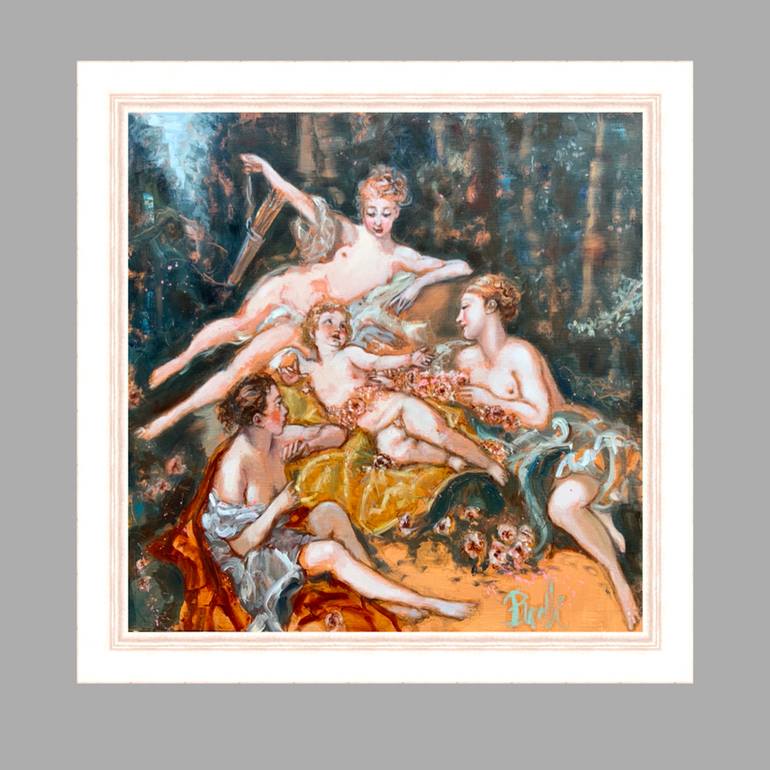 Original Figurative Nude Painting by Ellie  Burelli