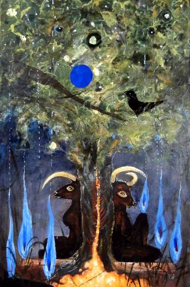 Original Surrealism Tree Paintings by Tadeusz Sobkowiak