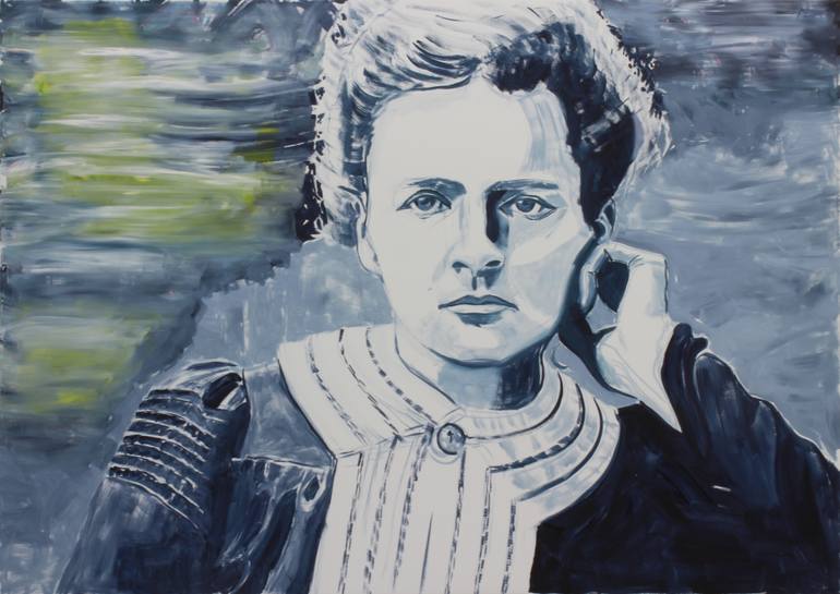 Original Famous Painting by Julian Sharples  Conceptual Art on Canvas  Marie Curie