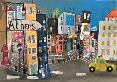 Print of Cities Paintings by Eleni Koritou