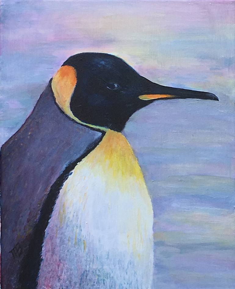King Penguin Painting by MB Magali Batté Gauthier | Saatchi Art