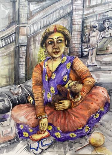 Girl in the Mirror Drawing by Bhagyashree Sagar