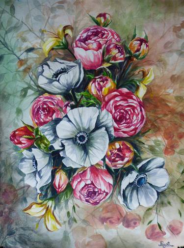 Print of Realism Floral Paintings by Prapti Maity