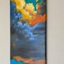 A big cloud covering the sunset painted on stretched canvas.