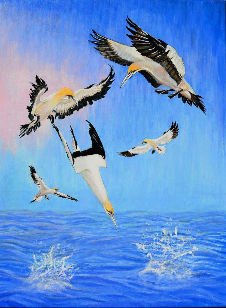 Gannets 3 Painting by Sergio Paul Ianniello | Saatchi Art