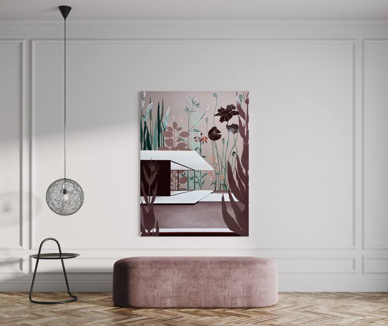 Original Art Deco Floral Painting by Bonnie Severien