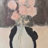 Pink Peonies, oil and acrylic on canvas, 16