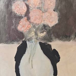 Pink Peonies, oil and acrylic on canvas, 16" x 20"