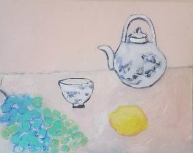Still Life with Teapot and Fruit, Oil on board, 8" x 10" x 2" thumb