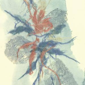Abstract blue & pink in Washi