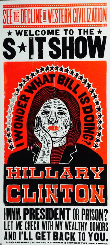Saatchi Art Artist Kevin Bradley Church of Type; Printmaking, “Hilary Clinton (Limited Edition) Monotype SOLD” #art