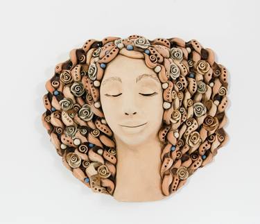Wall decoration ceramic Woman Face Sculpture | Wall Art Decor thumb