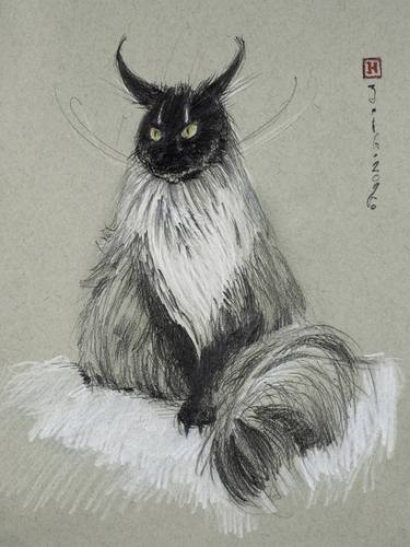Original Documentary Cats Drawings by H James Hoff