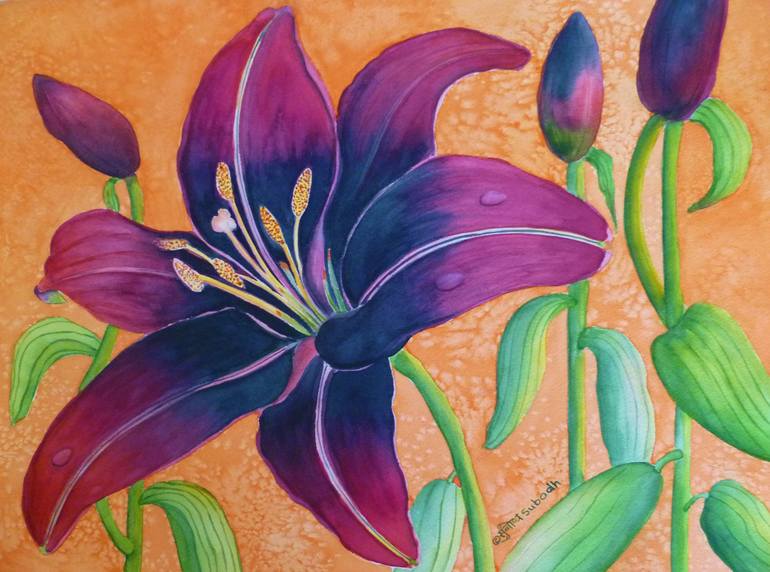 Print of Impressionism Floral Paintings by Subodh Maheshwari