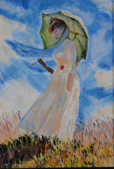 Femme à l'ombrelle d'après Claude Monet thumb