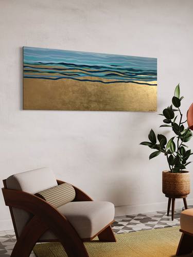 Golden Sea - 152 x 61 cm - gold paint and acrylic on canvas thumb