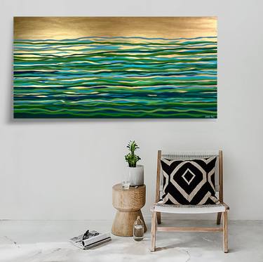 Green Current - 152 x 76 cm - gold paint and acrylic on canvas thumb