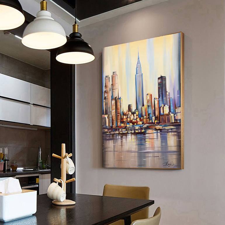 Original Abstract Cities Painting by Dmitry King