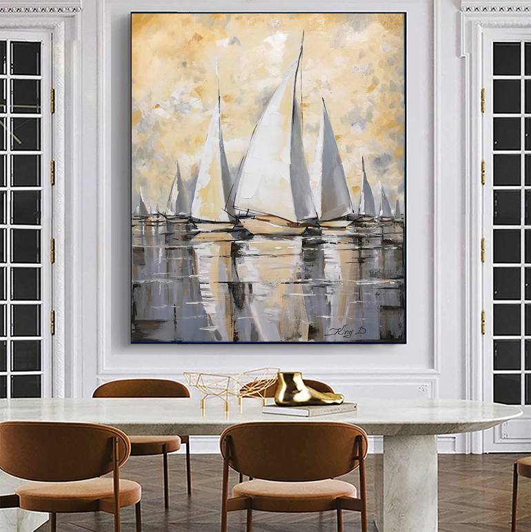 Original Abstract Boat Painting by Dmitry King