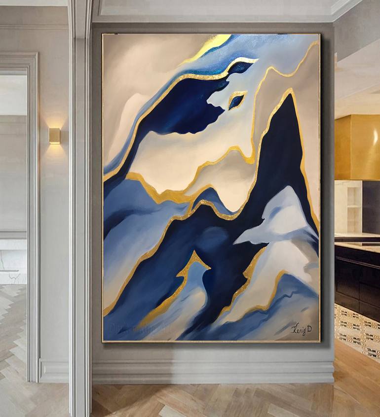 Cloud of Dreams - blue gray abstract heaven landscape Painting by
