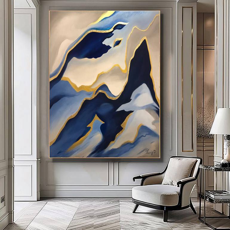 Cloud of Dreams - blue gray abstract heaven landscape Painting by