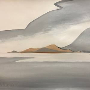Lakeland - abstract calming gray landscape painting