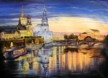 Original Photorealism Cities Paintings by Dmitry King