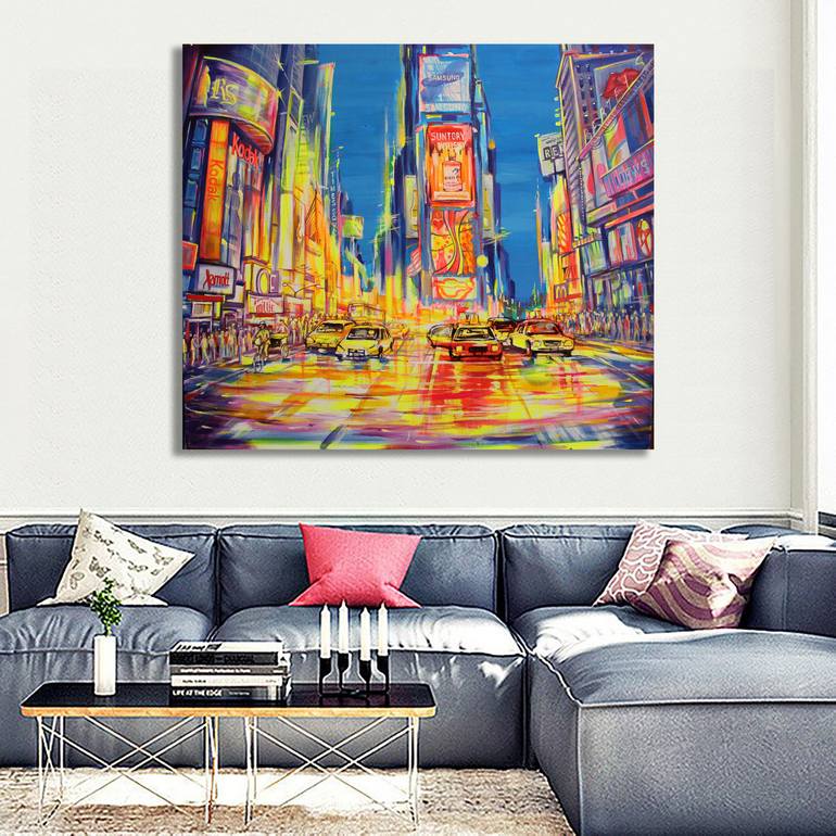 Original Abstract Cities Painting by Dmitry King