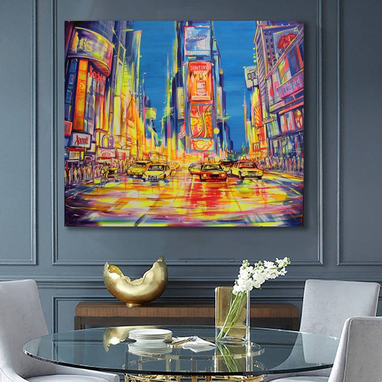 Original Abstract Cities Painting by Dmitry King