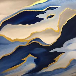 ON CLOUD NINE - BLUE GOLD ABSTRACT
