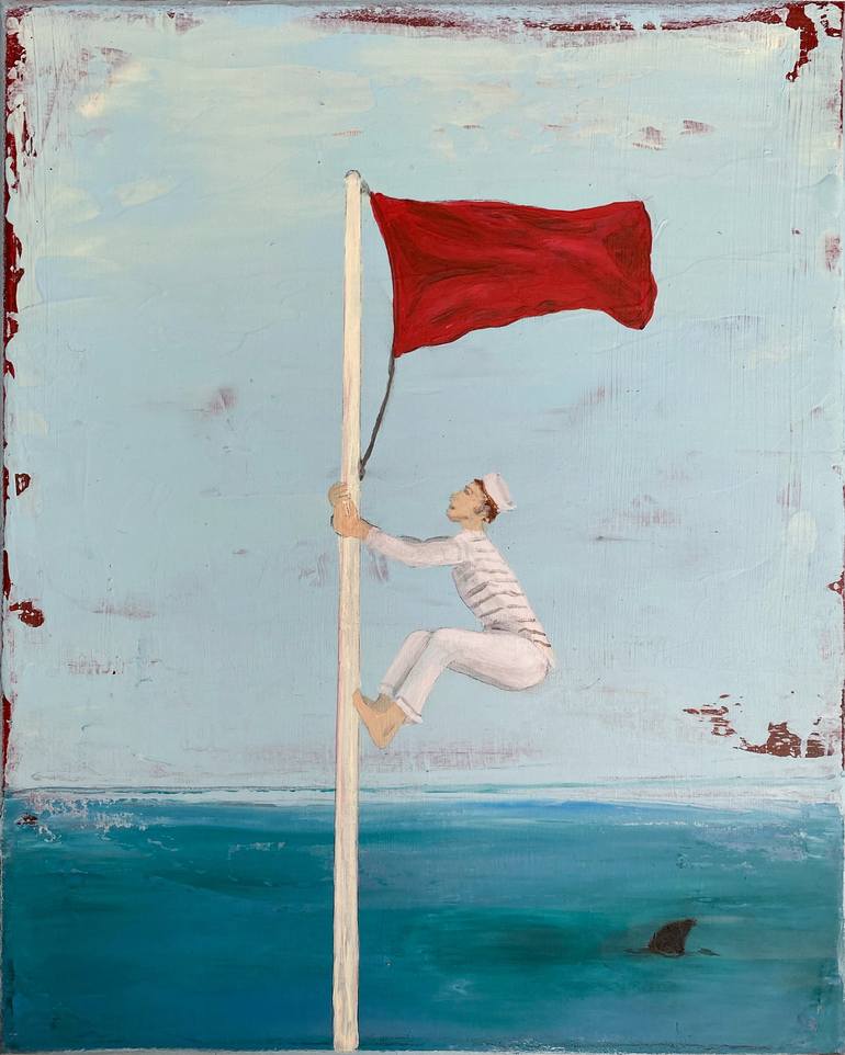 Red flag Painting by Andrea Eisenberger | Saatchi Art