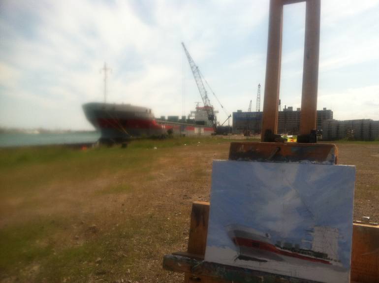 Original Illustration Boat Painting by Vance Hanna