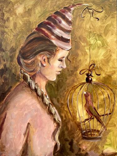 Little  Bird - girl portrait, bird, cage thumb
