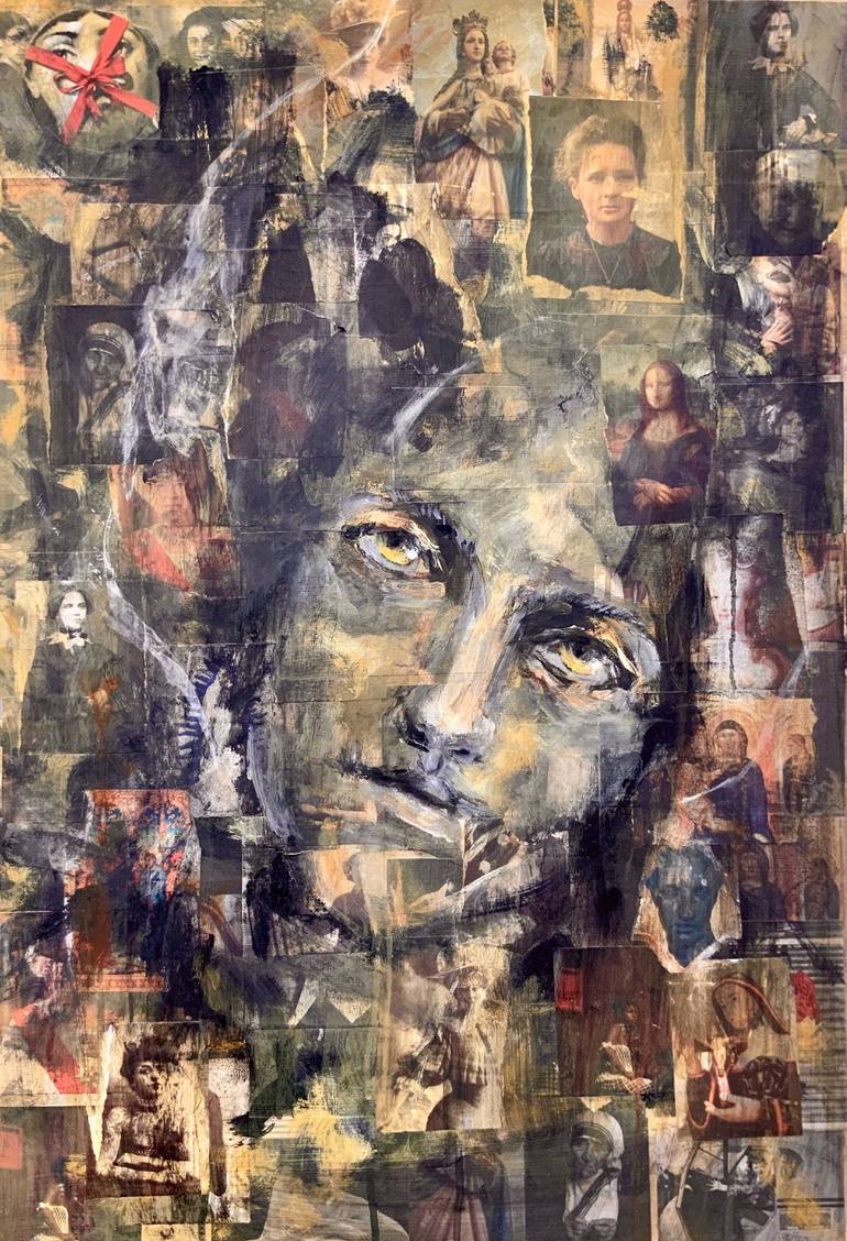 Lucy Dinkinesh - woman, modern portrait, portraiture, collage Painting ...