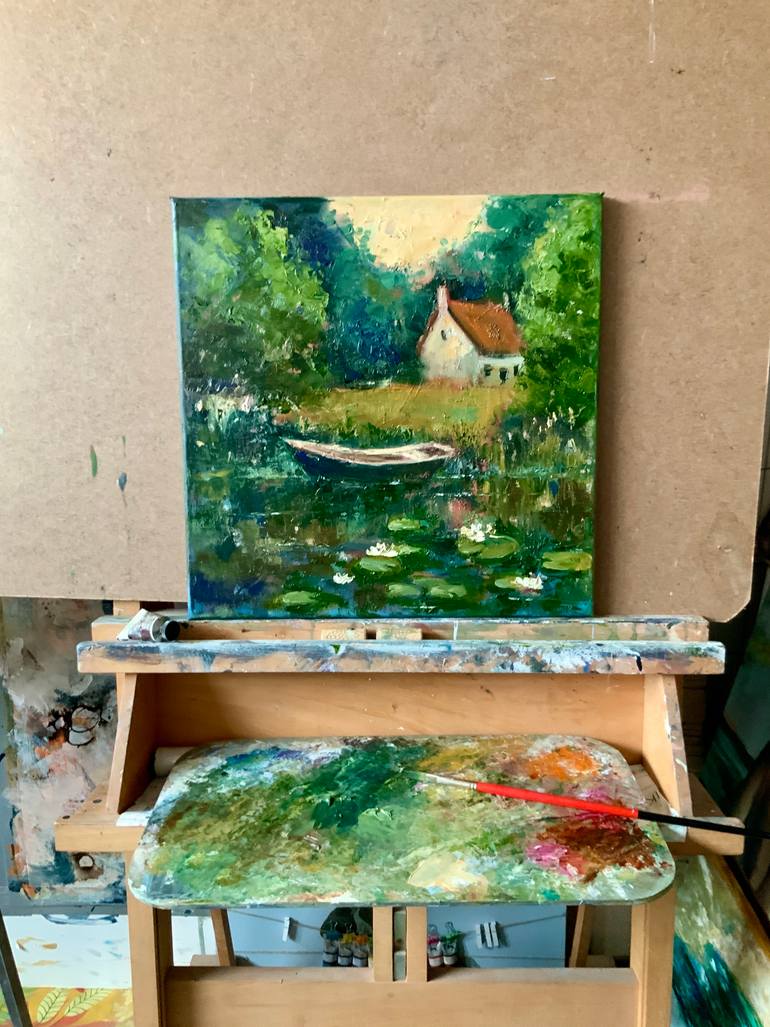 Original Expressionism Boat Painting by Alexandra Jagoda