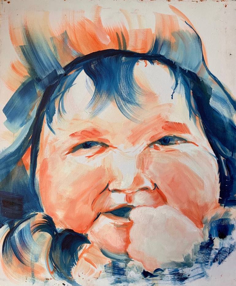 Original Children Painting by Alexandra Jagoda | Expressionism Art on Canvas | Portrait of a child