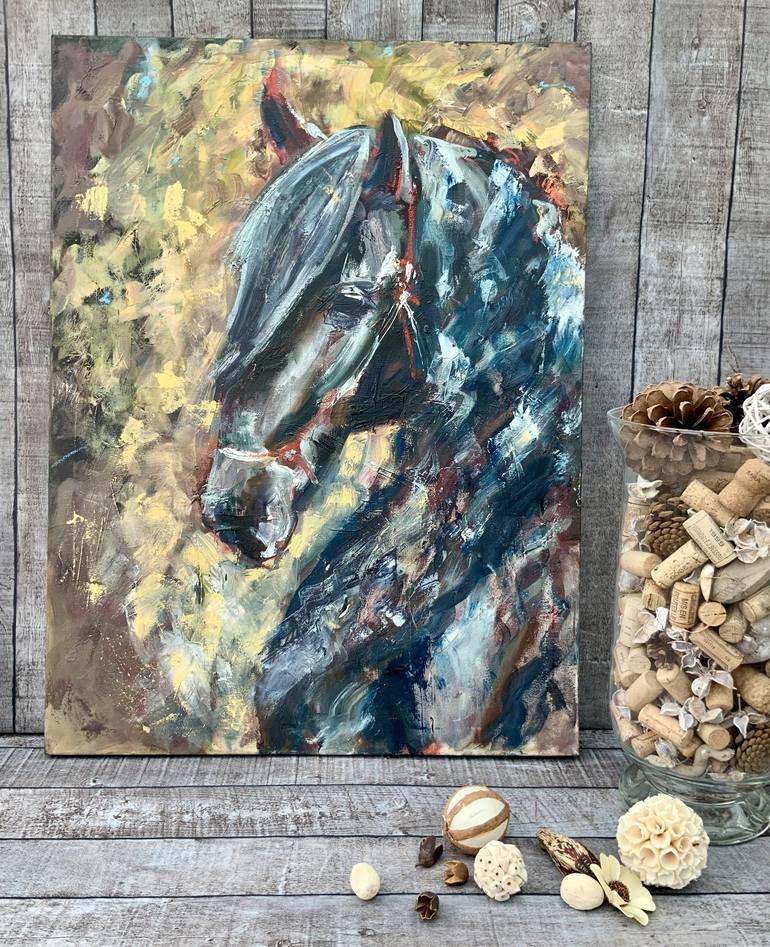 Original Expressionism Horse Painting by Alexandra Jagoda