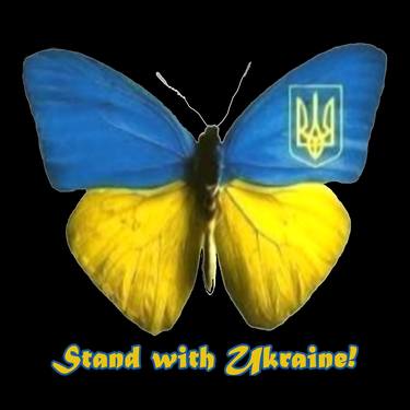 Print: Butterfly-Ukraine and the inscription: Stand with Ukraine! thumb