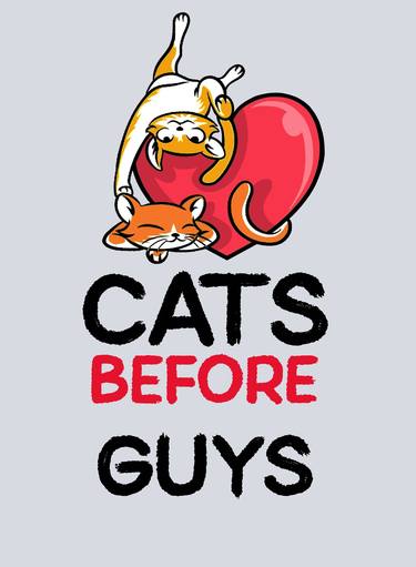 Print: Cats before guys (2 cats, 1 heart, 1 inscription). thumb