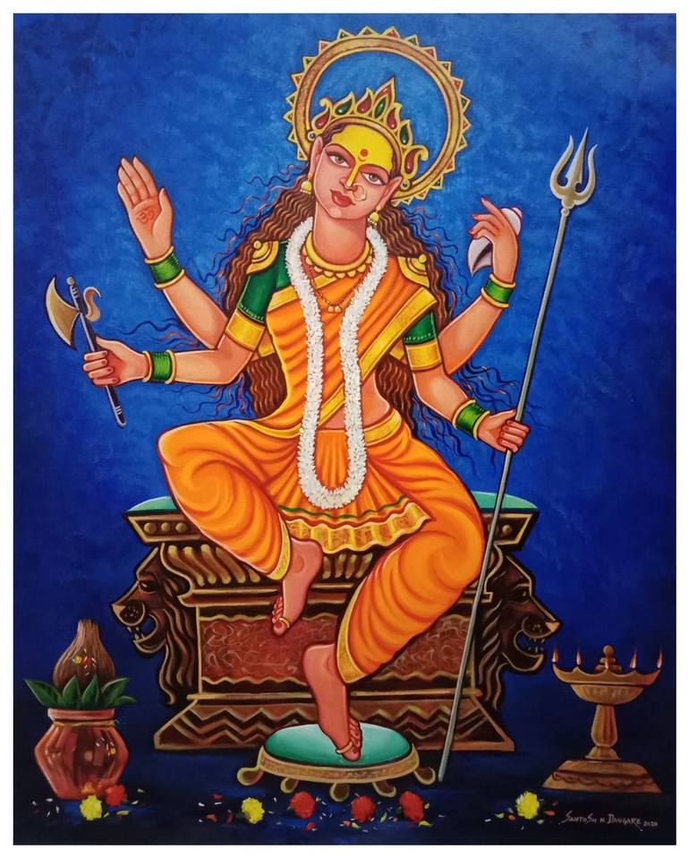 Durga Devi 2 Painting by santosh dangare | Saatchi Art