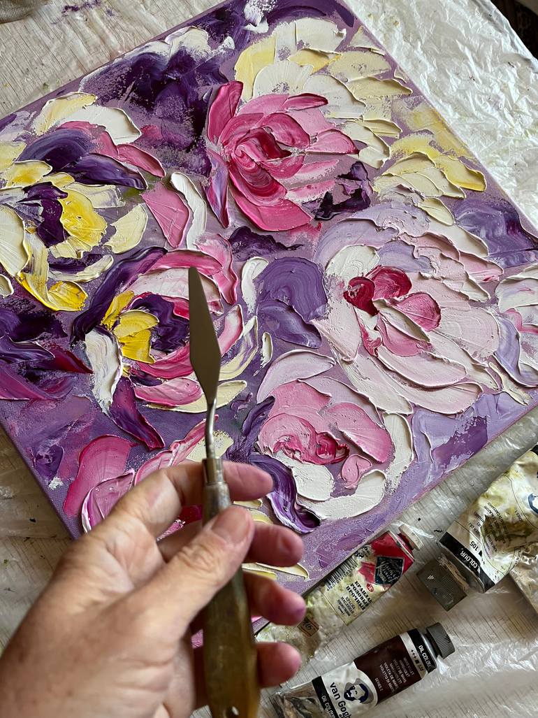 Original Impressionism Floral Painting by Halyna Kirichenko