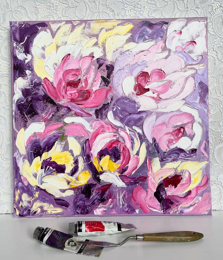 Original Impressionism Floral Painting by Halyna Kirichenko