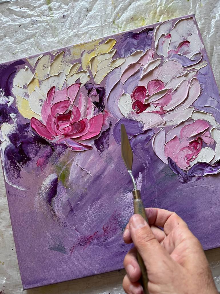 Original Impressionism Floral Painting by Halyna Kirichenko