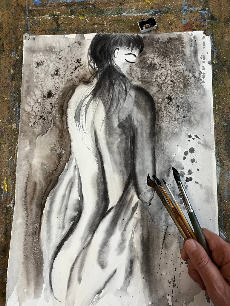 Original Impressionism Nude Painting by Halyna Kirichenko