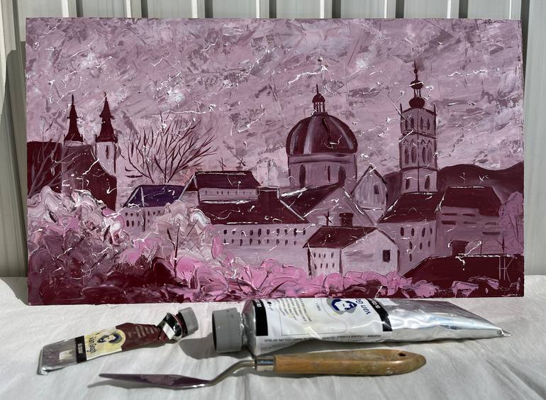 Original Abstract Architecture Painting by Halyna Kirichenko