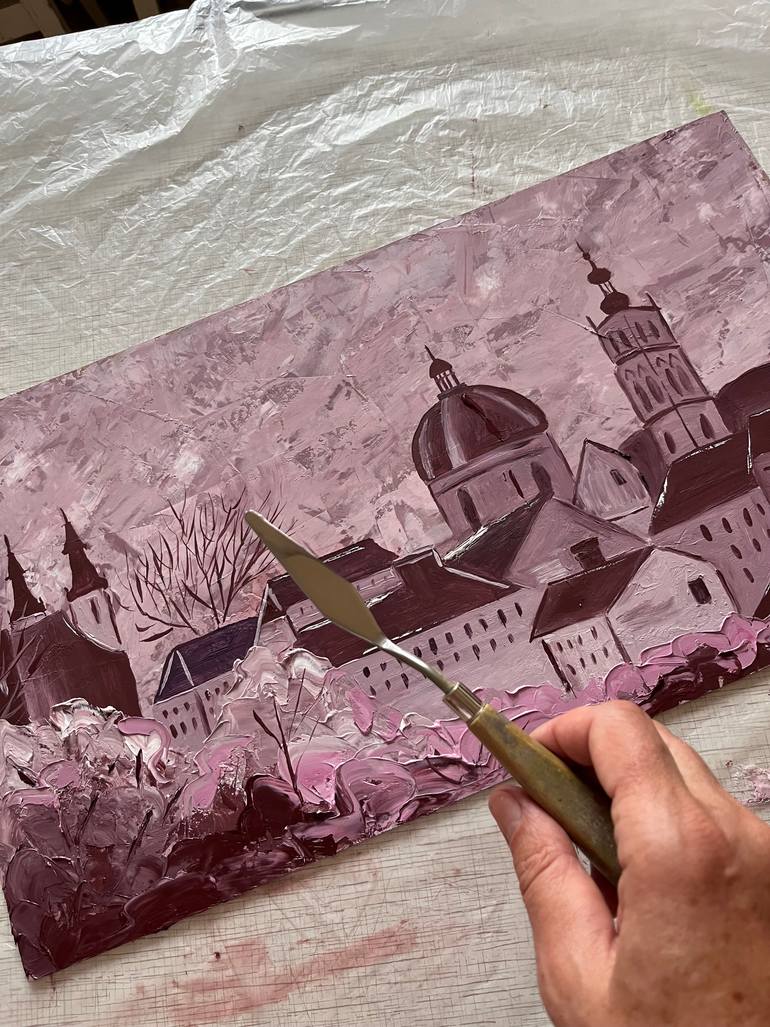 Original Abstract Architecture Painting by Halyna Kirichenko